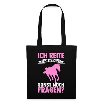 Reiten Pferdeliebhaber Reiterhof Pferde - Stoffbeutel - Schwarz - Vorne