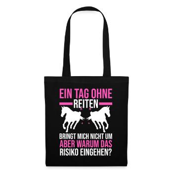 Reiten Pferdeliebhaber Reiterhof Pferde - Stoffbeutel - Schwarz - Vorne