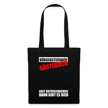 Gästebuch Bürgersteigbier Ortskontrollfahrt OKF - Stoffbeutel - Schwarz - Vorne