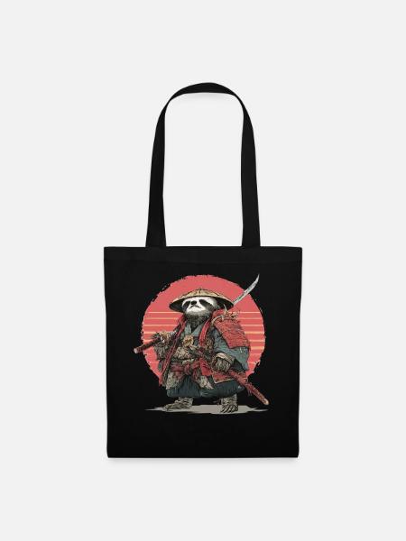 Sloth Samurai in Red Sunset Armor - Tote Bag - black