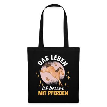 Reiten Pferdeliebhaber Reiterhof Pferde - Stoffbeutel - Schwarz - Vorne