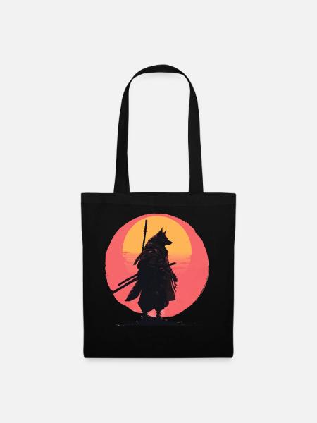 Wolf Sunset Samurai Rider - Stoffbeutel - Schwarz