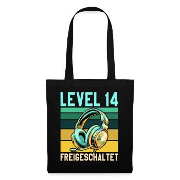 14. Geburtstag Junge Mädchen Gaming Level 14 Jahre - Stoffbeutel - Schwarz - Vorne