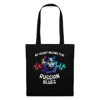 Ligne de cœur du Chat Bleu Russe - Sac en tissu - noir - Devant