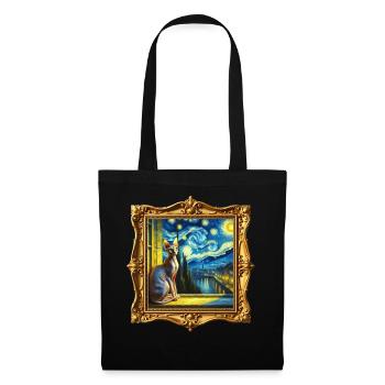 Sphynxkatze Starry Night - Stoffbeutel - Schwarz - Vorne