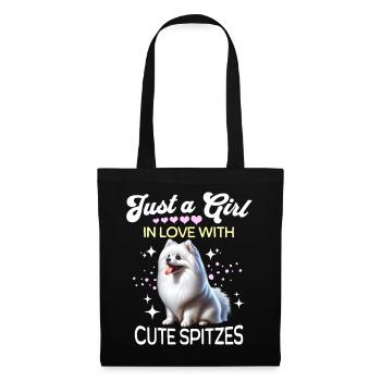 Spitz Zwergspitz Mädchen - Stoffbeutel - Schwarz - Vorne