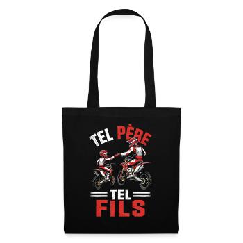 Tel Père Tel Fils Moto Cross Papa Fils Idée Cadeau - Sac en tissu - noir - Devant