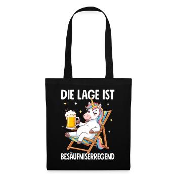 Die Lage Ist Besäufniserregend mit Einhorn - Stoffbeutel - Schwarz - Vorne