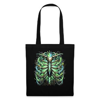 Illustration de science-fiction de squelette de squelette de la cage thoracique cybernétique - Sac en tissu - noir - Devant