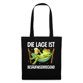 Die Lage Ist Besäufniserregend mit Frosch - Stoffbeutel - Schwarz - Vorne