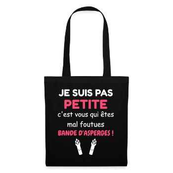 Je suis pas petite: bande d'asperges - Sac en tissu - noir - Devant