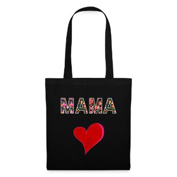 Mama Blumen Design Muttertag Geschenk Liebe - Stoffbeutel - Schwarz - Vorne