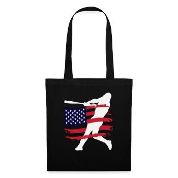 Silhouette du joueur de baseball du drapeau américain - Sac en tissu - noir - Devant