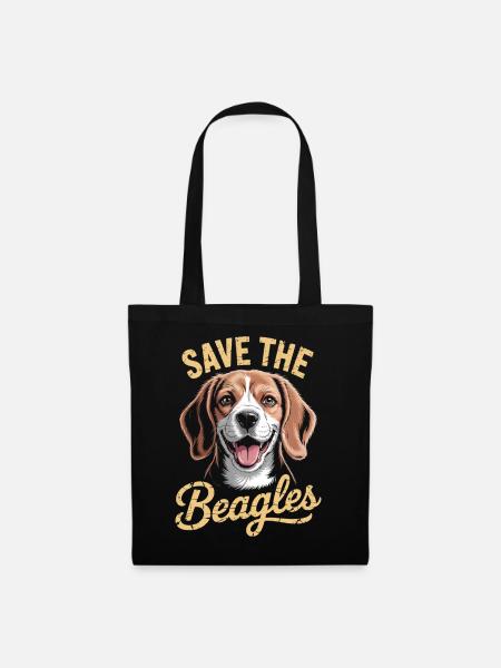 Rettet die Beagles - Stoffbeutel - Schwarz