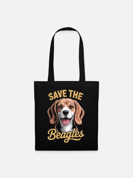 Rettet die Beagles - Stoffbeutel - Schwarz