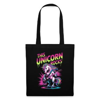 Unicorn Rock Neon-Gitarre - Stoffbeutel - Schwarz - Vorne