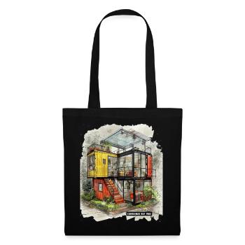 CONTAINED BUT FREE – Moderne Shipping Container Art - Stoffbeutel - Schwarz - Vorne