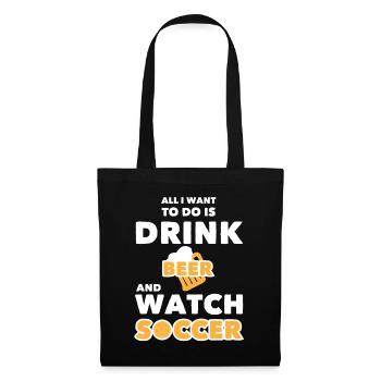 Beer and Soccer Fan Sports Typography Graphic - Stoffbeutel - Schwarz - Vorne