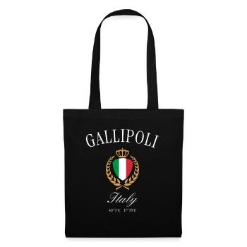 Gallipoli Italien Wappen Krone – Reise Souvenir - Stoffbeutel - Schwarz - Vorne