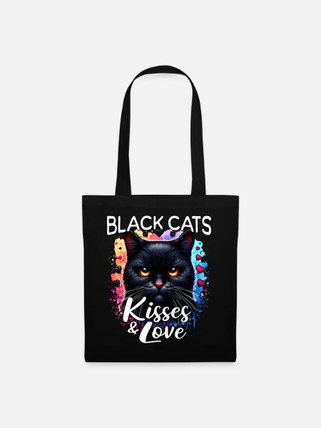 Schwarze Katze Liebe - Stoffbeutel - Schwarz
