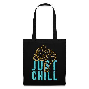 Just Chill Tiger – Entspannter Spruch - Stoffbeutel - Schwarz - Vorne