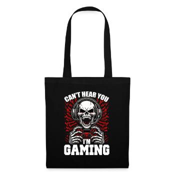 Totenkopf mit Gaming Controller Gamer Zocken - Stoffbeutel - Schwarz - Vorne