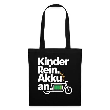 Kinder Rein Akku An E Bike Spruch - Stoffbeutel - Schwarz - Vorne