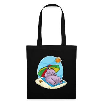 Hippopotamus Beach Parasol Summer - Tote Bag - black - Front