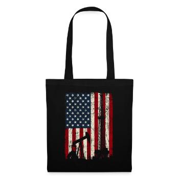 Champ pétrolifère patriotique Drapeau américain Roughneck - Sac en tissu - noir - Devant