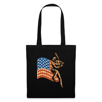 Joueur de baseball Waffle USA Drapeau - Sac en tissu - noir - Devant