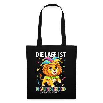 Die Lage Ist Besäufniserregend Karneval Löwe - Stoffbeutel - Schwarz - Vorne