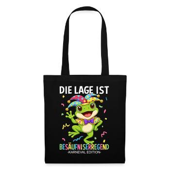 Die Lage Ist Besäufniserregend Karneval Frosch - Stoffbeutel - Schwarz - Vorne
