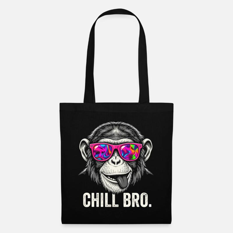 Vibrant Monkey with Neon Sunglasses - Tote Bag - black