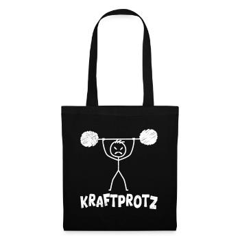 Strichmännchen KRAFTPROTZ Lustiges - Stoffbeutel - Schwarz - Vorne