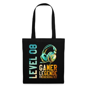 8. Geburtstag Junge Mädchen Gaming Level 8 Jahre - Stoffbeutel - Schwarz - Vorne