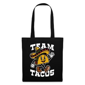 Team Tacos | Fröhlicher Taco Sombrero Cartoon - Stoffbeutel - Schwarz - Vorne