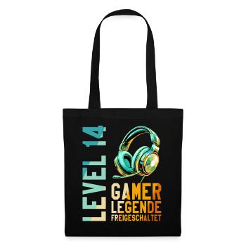 14. Geburtstag Junge Mädchen Gaming Level 14 Jahre - Stoffbeutel - Schwarz - Vorne
