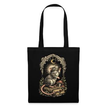 Cottagecore de maison Rat de couleur Rat Fantasy Rat Grand-souris - Sac en tissu - noir - Devant