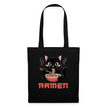 Schwarze Katze Ramen Nudel Fan Kawaii - Stoffbeutel - Schwarz - Vorne
