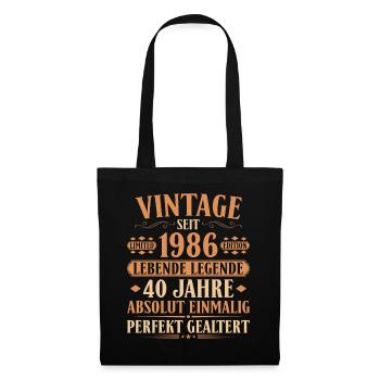1986 Jahrgang Geburtstag 40 Jahre - Stoffbeutel - Schwarz - Vorne