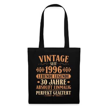 1996 Jahrgang Geburtstag 30 Jahre - Stoffbeutel - Schwarz - Vorne