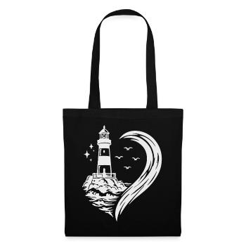 Heart Lighthouse Sea Maritime Coast Holidays - Tote Bag - black - Front
