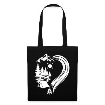 Camping Nature Adventure dans les Montagnes Heart - Sac en tissu - noir - Devant