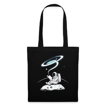 Reading astronaut in space on the moon with - Tote Bag - black - Front