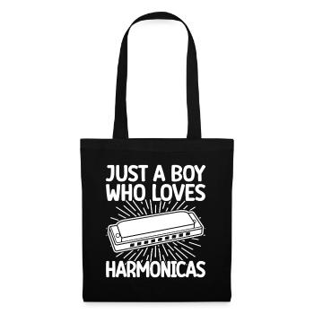 Harmonica Musican Just A Boy Who Loves Harmonica - Stoffbeutel - Schwarz - Vorne