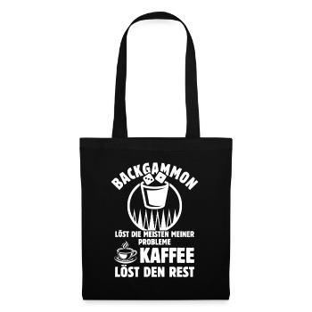 Backgammon löst meine Probleme - Kaffee Spruch - Stoffbeutel - Schwarz - Vorne