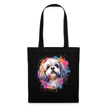 Chien Shih Tzu Art Coloré - Sac en tissu - noir - Devant