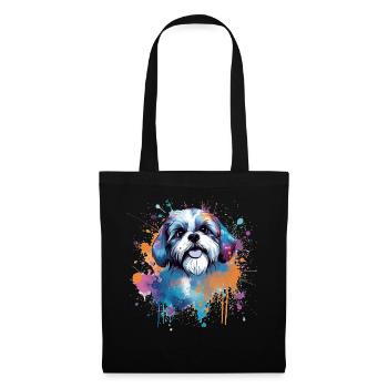 Lebendiger Welpe Splash Shih Tzu - Stoffbeutel - Schwarz - Vorne