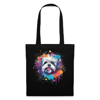 Shih Tzu Dog Splash Art Bunt - Stoffbeutel - Schwarz - Vorne