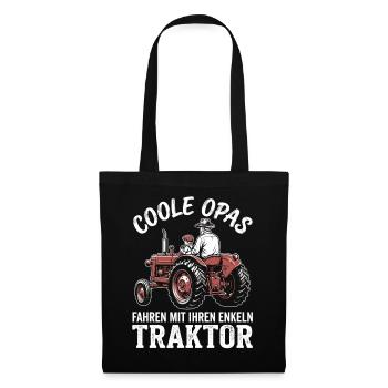 Coole Opas fahren mit ihren Enkeln Traktor - Stoffbeutel - Schwarz - Vorne